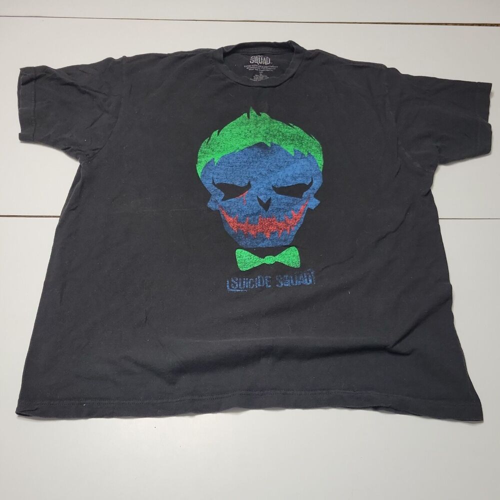 Suicide Squad Mens XL Graphic T-Shirt Black Crew Neck Short Sleeve‎ Horror Face